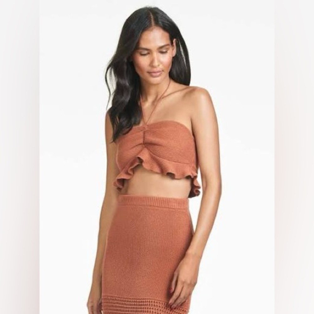 Sachin & Babi Mimi knit ruffle halter bra top - Size XS